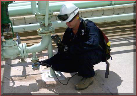 Employee Conducting Fugitive Emissions Monitoring